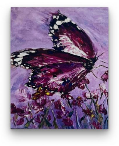 Lilás pillangó - előszínezett számfestő készlet (30x40cm)