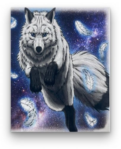 Éjszakai farkas - előszínezett számfestő készlet (40x50cm)