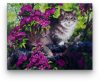 Macska a virágzó fán - előszínezett számfestő készlet (50x65cm)