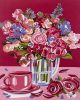 Rózsaszín teázás - előszínezett számfestő készlet (50x65cm)