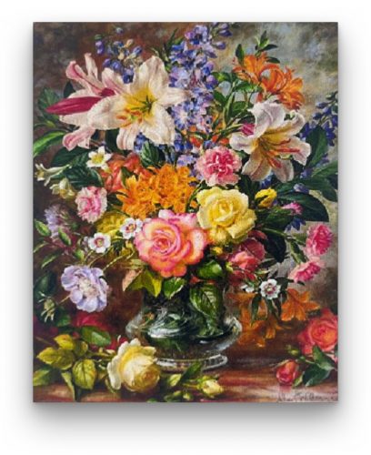 Meseszép virágcsokor - előszínezett számfestő készlet (50x65cm)