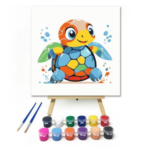 Színes teknősbéka - gyerek számfestő készlet