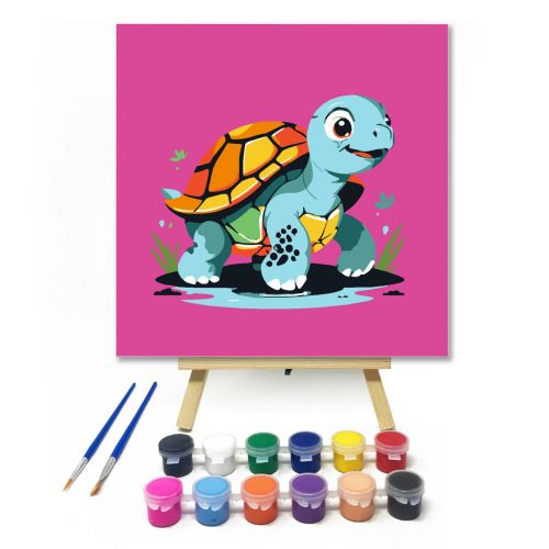 Türkiz teknősbéka  - gyerek számfestő készlet