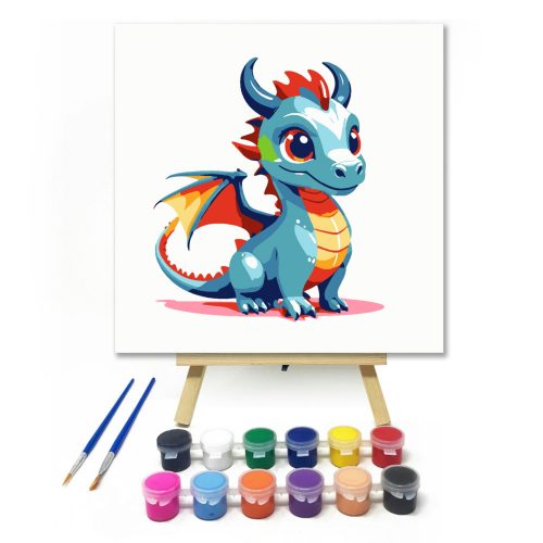Szivárvány sárkány - gyerek számfestő készlet