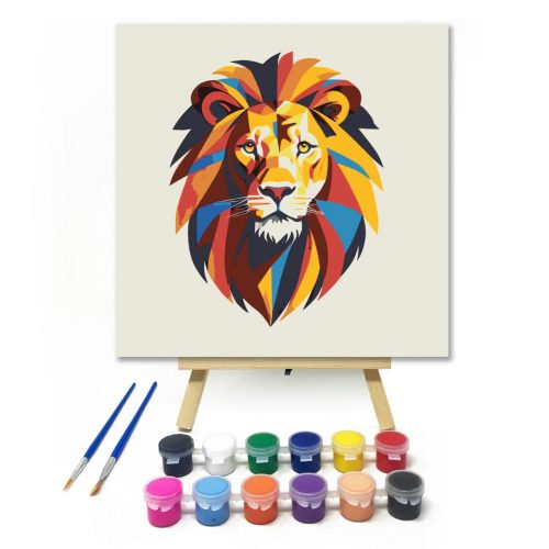 Színes oroszlán - gyerek számfestő készlet