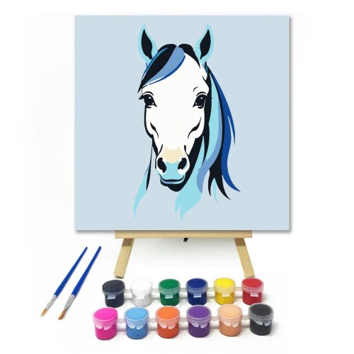 Kék sörényű ló - gyerek számfestő készlet