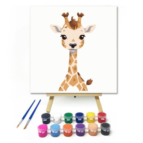 Barna zsiráf - gyerek számfestő készlet