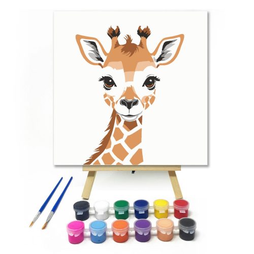 Aranyos zsiráfbébi  - gyerek számfestő készlet