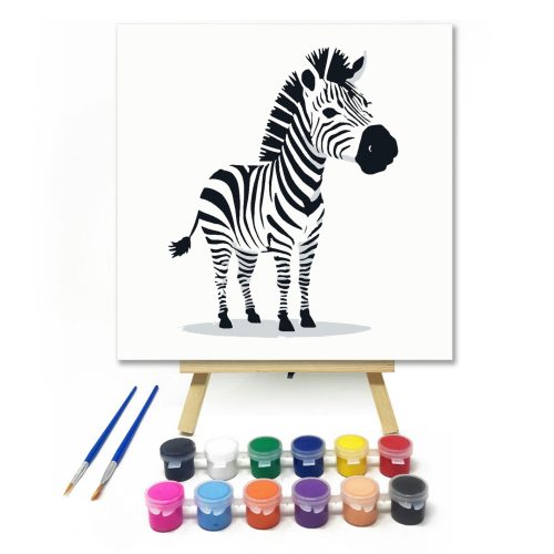Csíkos zebra - gyerek számfestő készlet