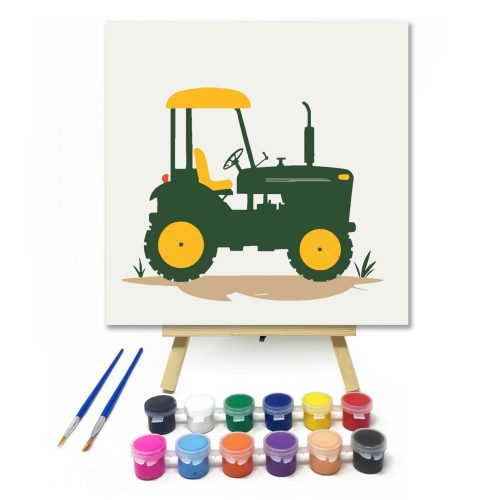Zöld traktor - gyerek számfestő készlet