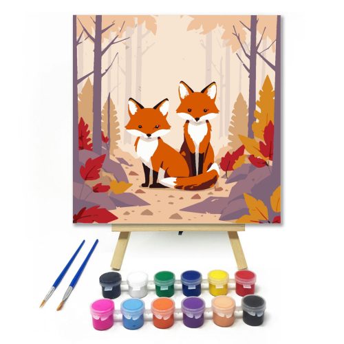 Rókák az erdőben - gyerek számfestő készlet