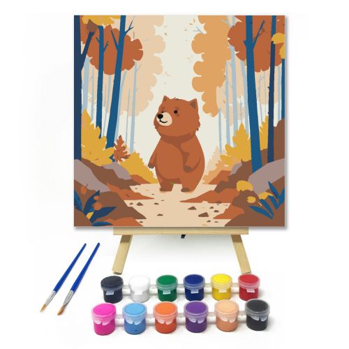 Barátságos erdei medve - gyerek számfestő készlet