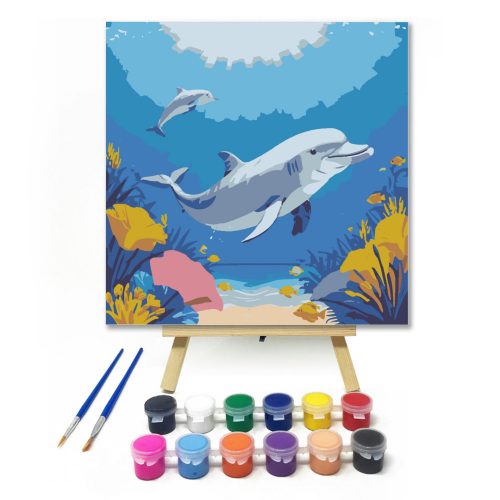 Vidám delfinek - gyerek számfestő készlet