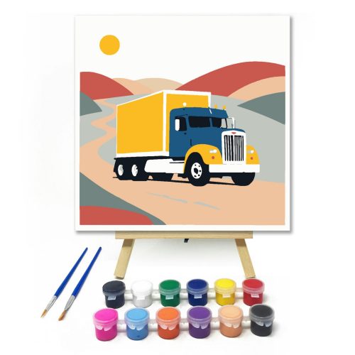 Sárga-kék kamion - gyerek számfestő készlet