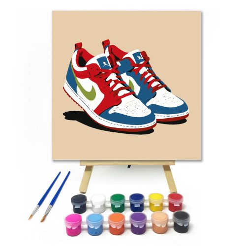 Kék-piros sportcipők - gyerek számfestő készlet