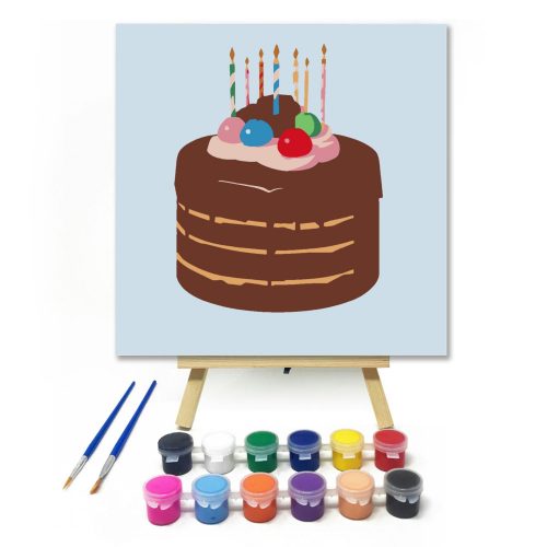 Színes díszes torta - gyerek számfestő készlet