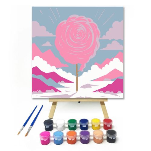 Rózsaszín felhők - gyerek számfestő készlet
