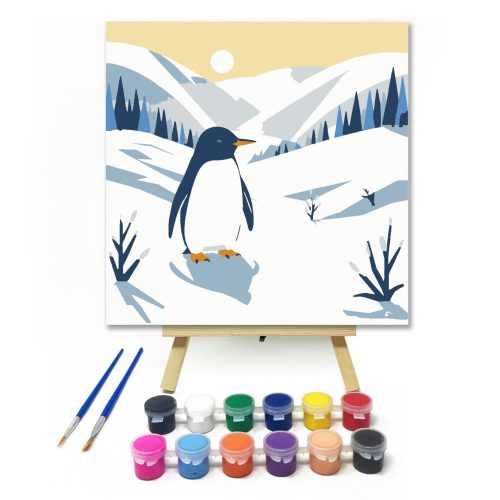 Pingvin a hegyekben - gyerek számfestő készlet