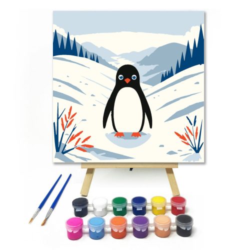 Pingvin a havasban - gyerek számfestő készlet