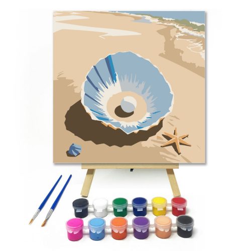 Kagyló a tengerparton - gyerek számfestő készlet
