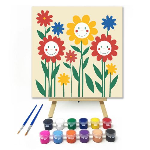 Mosolygó virágok - gyerek számfestő készlet
