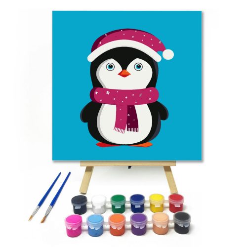 Mikulás pingvin - gyerek számfestő készlet